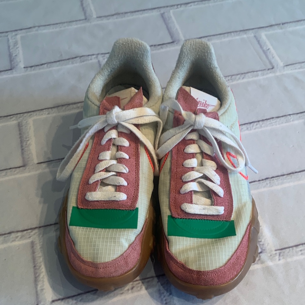 Nike Cream and Pink Sneakers with Green Accents